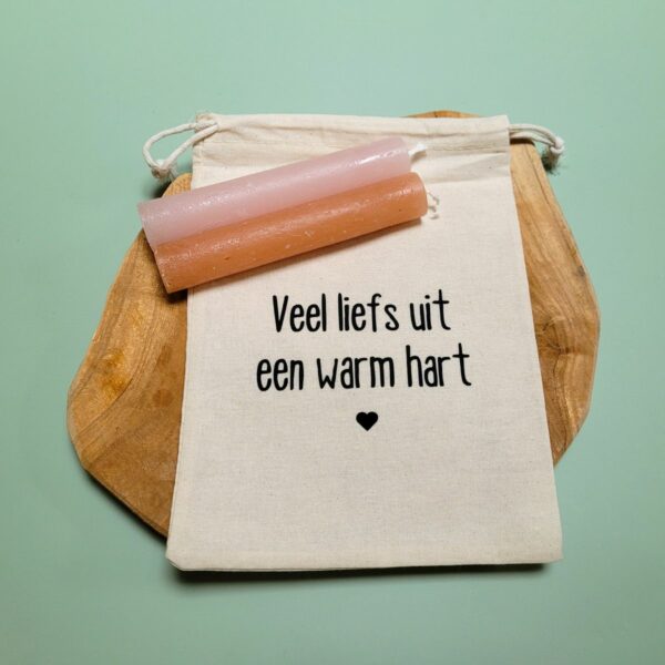 Katoenen zakje_Veel liefs uit een warm hart_Just Bonnie